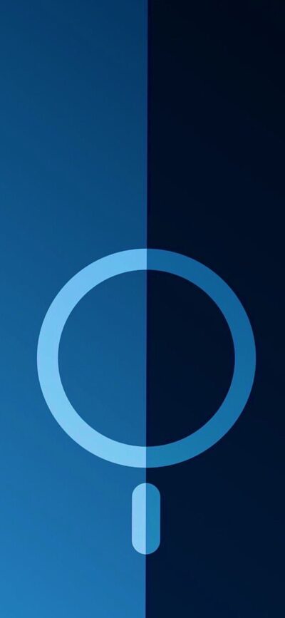 Minimalist wallpaper with a circular blue design in two shades. Perfect for a sleek, abstract look. | 4K Wallpaper for Mobile