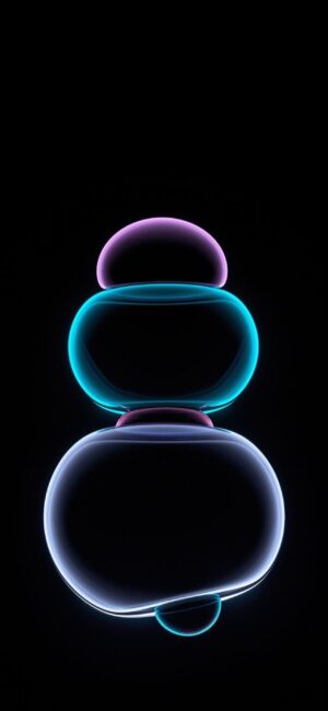 Abstract geometric shapes in glowing purple, blue, and teal on a dark background | 4K Wallpaper for Mobile