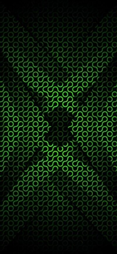 Abstract green circular pattern on dark background, futuristic & sci-fi vibe | 4K Wallpaper for Mobile