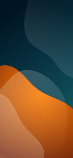 Abstract design in orange and dark teal with flowing curves, ideal for modern elegance | 4K Wallpaper, for Mobile