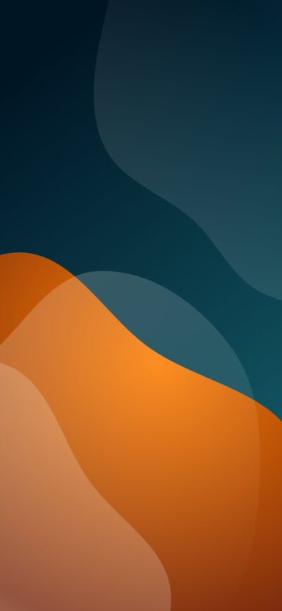 Abstract design in orange and dark teal with flowing curves, ideal for modern elegance | 4K Wallpaper, for Mobile