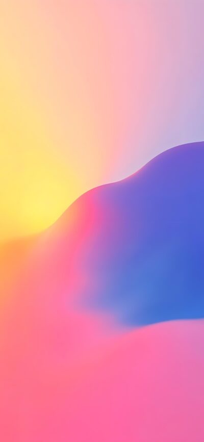 Abstract blend of pink, blue, yellow creates a soothing gradient effect | 4K Wallpaper for Mobile