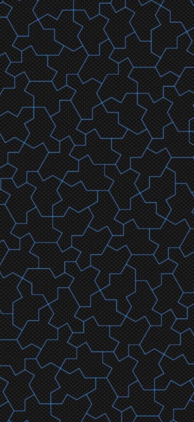 Geometric pattern with blue shapes on a dark background, abstract and intricate network for mobile | 4K Wallpaper