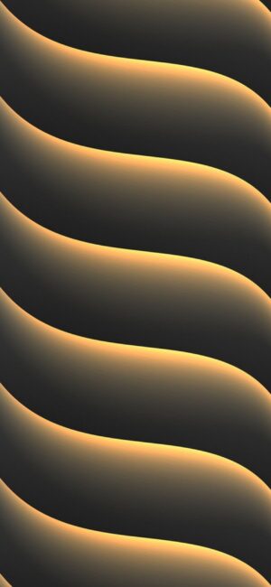 Abstract wave design with smooth lines, transitioning colors from dark to light, black and yellow | 4K Wallpaper for Mobile