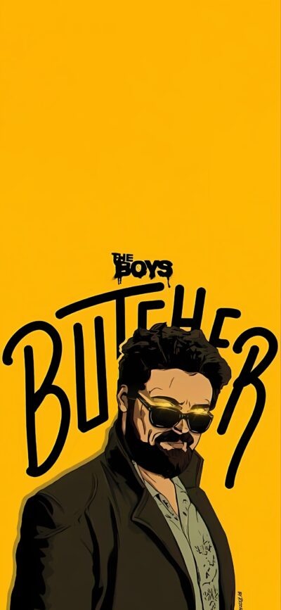 Billy Butcher from The Boys with sunglasses, serious look | Black & Yellow | for Mobile | 4K Wallpaper