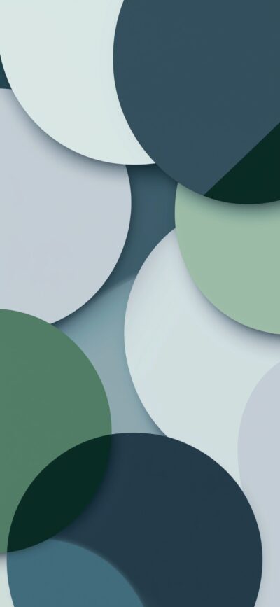 Abstract design with overlapping green and blue circles for a modern, minimalistic look | 4K Wallpaper, for Mobile