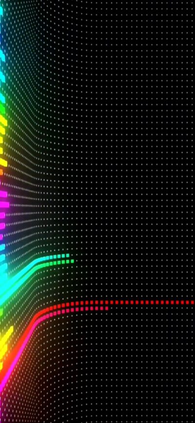 Colorful 3D abstract design with flowing lines on black | Red, yellow, green, blue, pink | 4K Wallpaper for Mobile