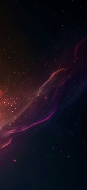 Abstract cosmic scene with swirling nebula-like formations in black, purple, and pink against a starry backdrop | 4K Wallpaper for Mobile