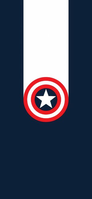 Captain America's shield minimalist design in red, white, and blue against a dark background | 4K Wallpaper for Mobile