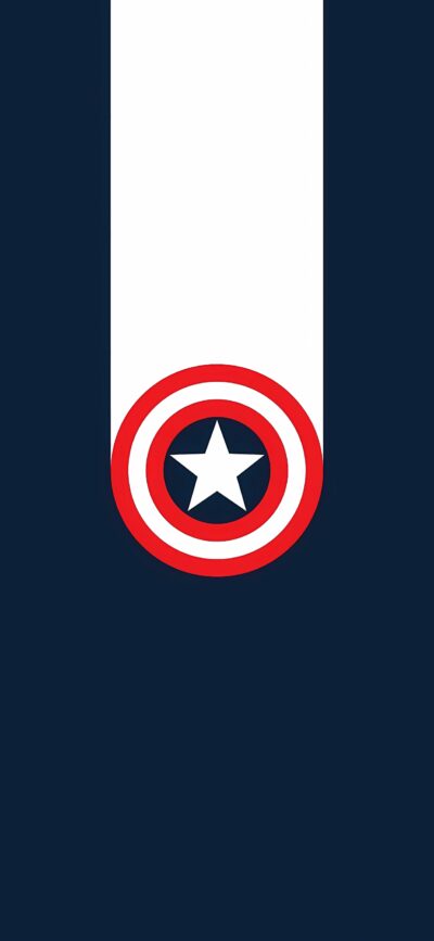 Captain America's shield minimalist design in red, white, and blue against a dark background | 4K Wallpaper for Mobile