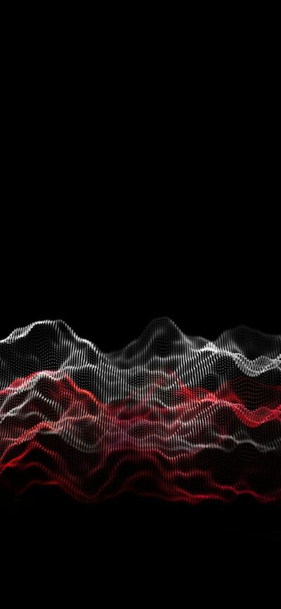 Abstract red and white wavy lines on a black background, creating depth and motion | 4K Wallpaper for Mobile