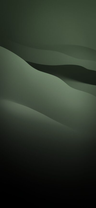 Abstract dark green wallpaper featuring smooth gradients resembling hills or waves | 4K Wallpaper for Mobile