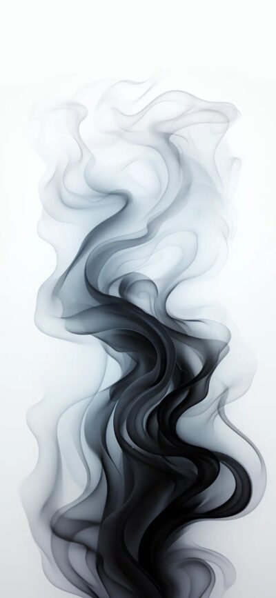 Abstract black and gray smoke-like pattern with fluid movement | 4K Wallpaper for Mobile