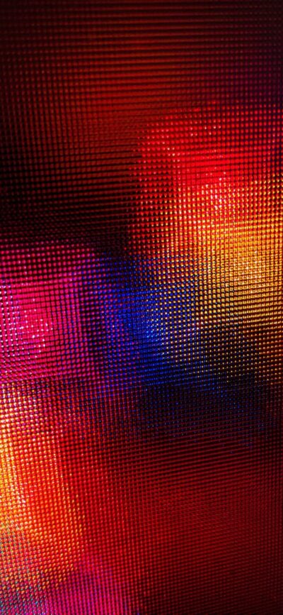 Abstract pixelated pattern with vibrant red, orange, blue, and purple glow | 4K Wallpaper for Mobile