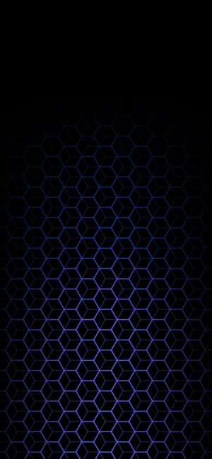 Geometric hexagon pattern with blue gradient on black background, futuristic abstract design | 4K Wallpaper, for Mobile