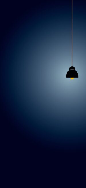 Minimalist wallpaper with a hanging lamp on a deep blue gradient background, perfect for a sleek mobile screen | 4K Wallpaper | for Mobile