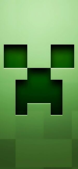 Creeper face from Minecraft, green pixelated design | 4K Wallpaper for Mobile | Green & Black | Explore: Minecraft, Gaming, Cyberpunk