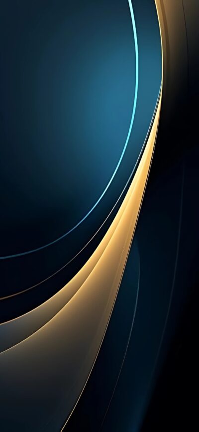 Abstract design with smooth blue and gold curves, minimalist and modern elegance for mobile | 4K Wallpaper