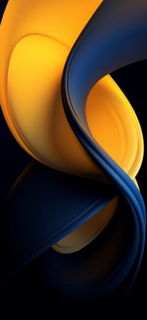 Abstract intertwining shapes in blue and orange hues create a dynamic, artistic effect | 4K Wallpaper for Mobile