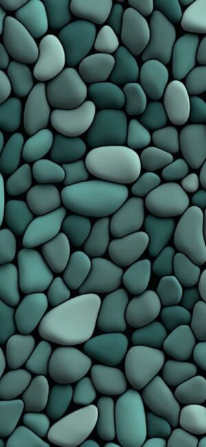 Seamless pattern of teal and aqua rounded stones creating an aesthetic texture | 4K Wallpaper for Mobile