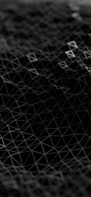 Abstract geometric pattern with interconnected lines forming triangles on a dark background | Black, Gray | 4K Wallpaper for Mobile