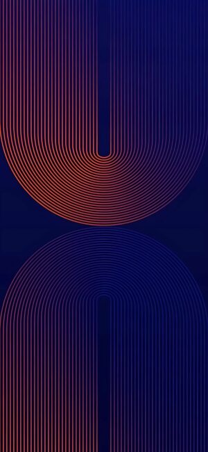 Abstract geometric pattern with red to blue gradient lines on deep blue background | 4K Wallpaper for Mobile