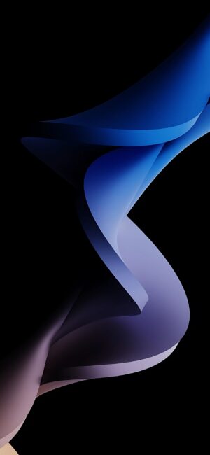 Abstract design with flowing purple and blue shapes on black background, modern and elegant | 4K Wallpaper for Mobile