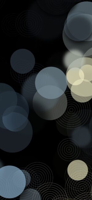 Abstract bokeh circles on dark background, gray and beige tones create a calming modern aesthetic | 4K Wallpaper for Mobile