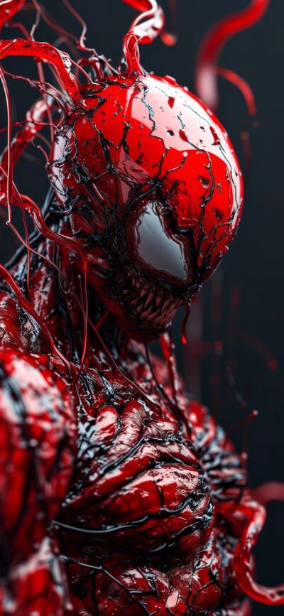 Carnage from Marvel in sinister red and black symbiotic form | 4K Wallpaper for Mobile | Red and Black | Carnage, Marvel, Superhero