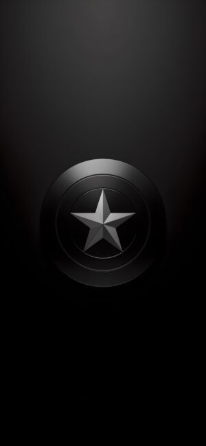 Monochrome Captain America shield on dark background | 4K Wallpaper for Mobile | Black and Gray design. Explore superhero, Marvel themes.