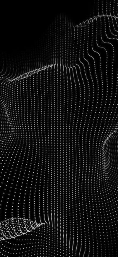 'Abstract wave pattern with flowing lines and dots in black and white | Futuristic minimalist design for Mobile | 4K Wallpaper'