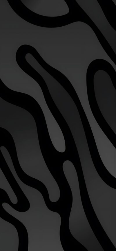 Abstract wavy black curves on dark gray background | For Mobile | 4K Wallpaper | Black, gray, modern aesthetic design.