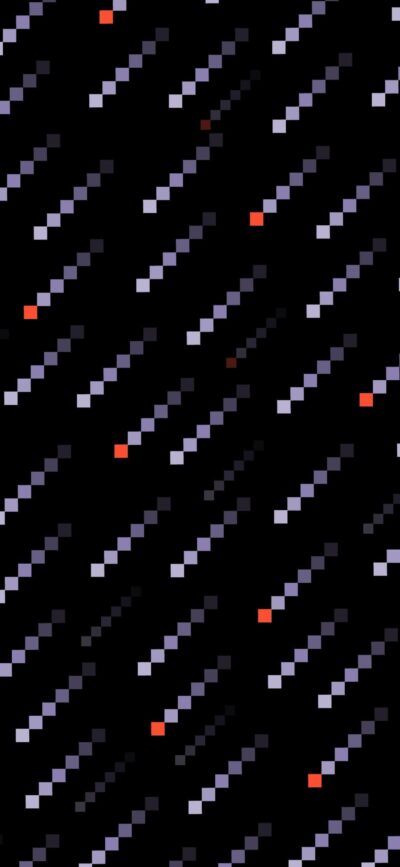 Pixelated diagonal pattern with red and white squares on black. Retro digital 80s vibe. | 4K Wallpaper for Mobile