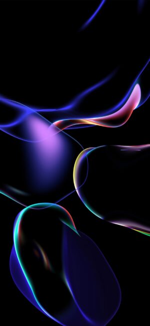 Abstract design with colorful neon lines (blue, purple, red) on black background | 4K Wallpaper for Mobile.