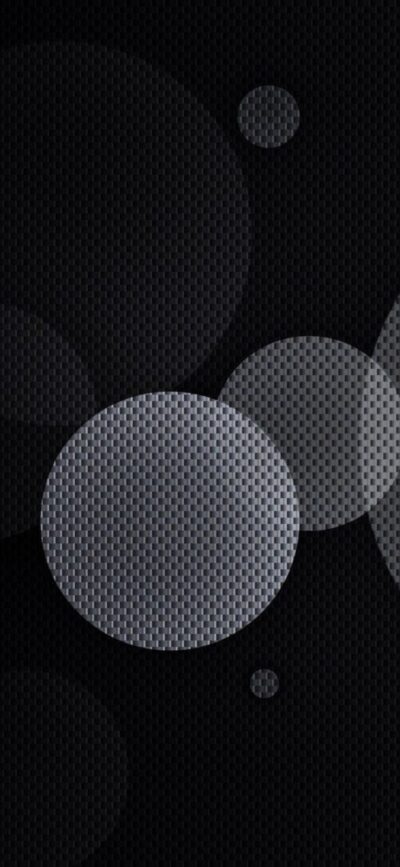 Abstract geometric wallpaper with layered translucent circles on a textured black and gray background | 4K Wallpaper for Mobile