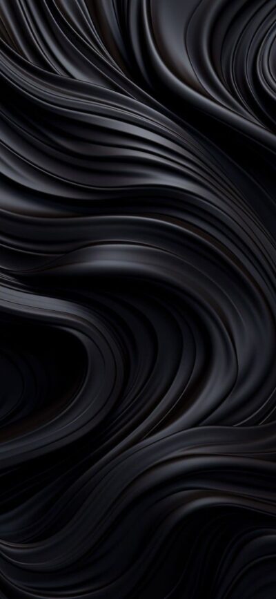 Luxurious abstract black waves create a silky, fluid visual. Elegant pattern depth for a sophisticated look | 4K Wallpaper for Mobile