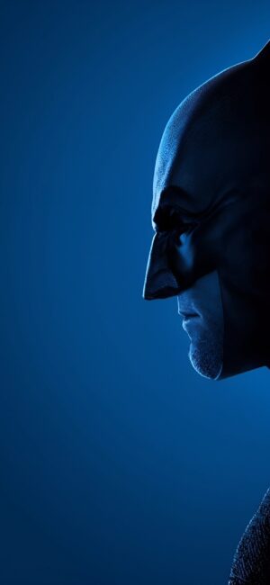 Batman side profile against deep blue background | 4K Wallpaper for Mobile | Blue, Black | Explore Batman, DC, Superhero, Dark wallpapers.