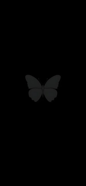 Minimalist butterfly design on a black background, perfect for mobile screens | 4K Wallpaper | Black and Grey tones