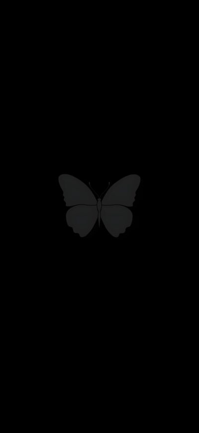 Minimalist butterfly design on a black background, perfect for mobile screens | 4K Wallpaper | Black and Grey tones