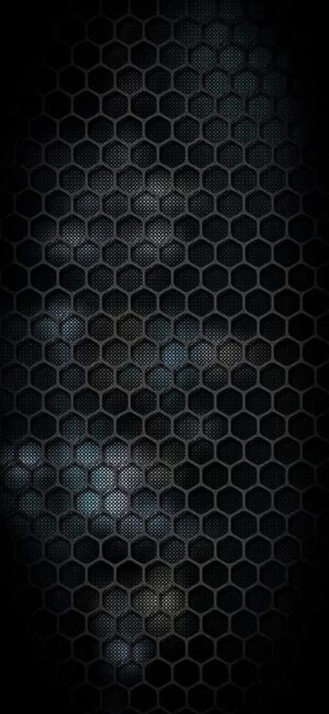 Dark abstract hexagonal grid design in black and gray, modern futuristic tech feel | 4K Wallpaper for Mobile