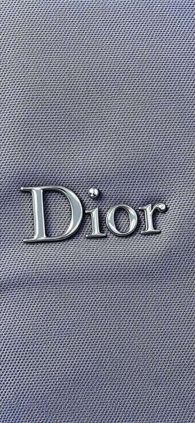 Dior logo on a textured grey background, reflecting luxury and elegance | 4K Wallpaper for Mobile