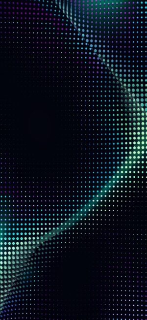 Modern abstract design with wave-like dot patterns in black, green, and blue colors. | 4K Wallpaper for Mobile