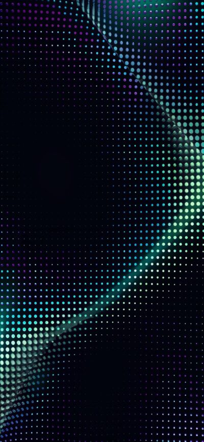 Modern abstract design with wave-like dot patterns in black, green, and blue colors. | 4K Wallpaper for Mobile