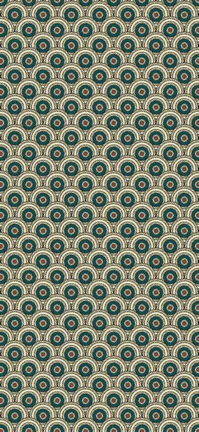 Peacock feather-inspired geometric pattern in retro style with green, beige, and brown colors | 4K Wallpaper | for Mobile