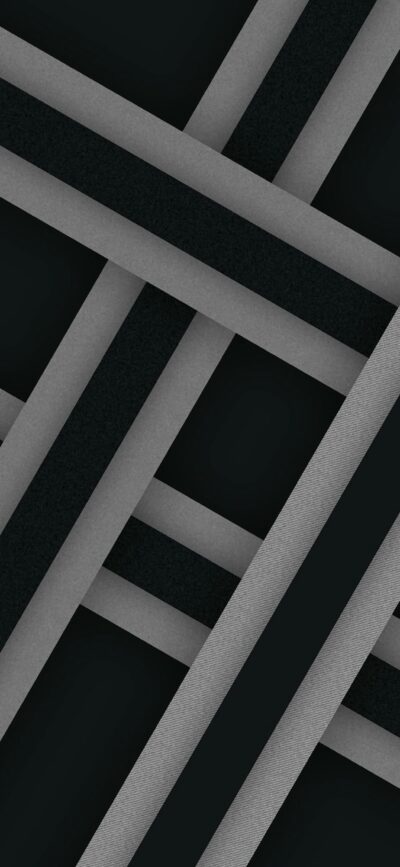 Abstract design with interwoven geometric patterns in black and gray, creating a sleek, modern look | 4K Wallpaper for Mobile.