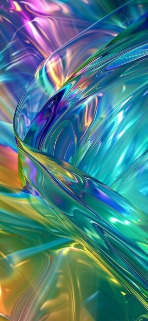 4K mobile wallpaper featuring vibrant abstract design with flowing blue, purple, green, and yellow patterns | 4K Wallpaper for Mobile