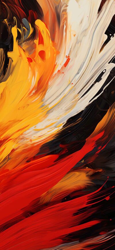 Dynamic abstract wallpaper with vibrant red, orange, and white swirls, perfect for mobile | 4K Wallpaper