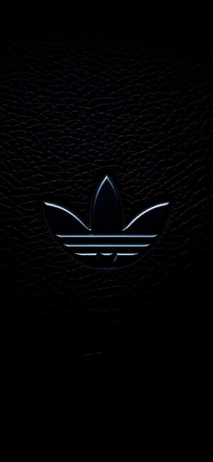 Adidas Trefoil logo on a dark textured background | 4K Wallpaper for Mobile | Black-themed minimalism and technology design.