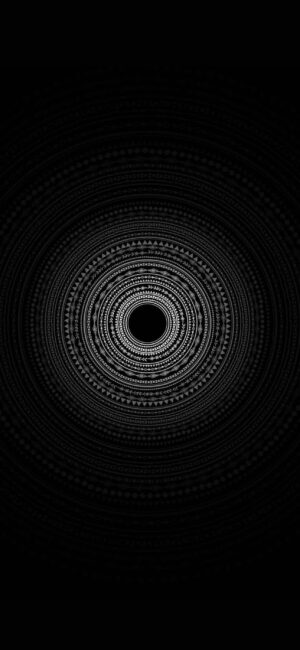 Captivating abstract design with concentric circular patterns in black and gray, creating depth and infinity. | 4K Wallpaper for Mobile