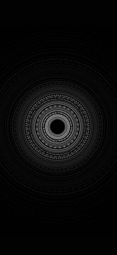 Captivating abstract design with concentric circular patterns in black and gray, creating depth and infinity. | 4K Wallpaper for Mobile